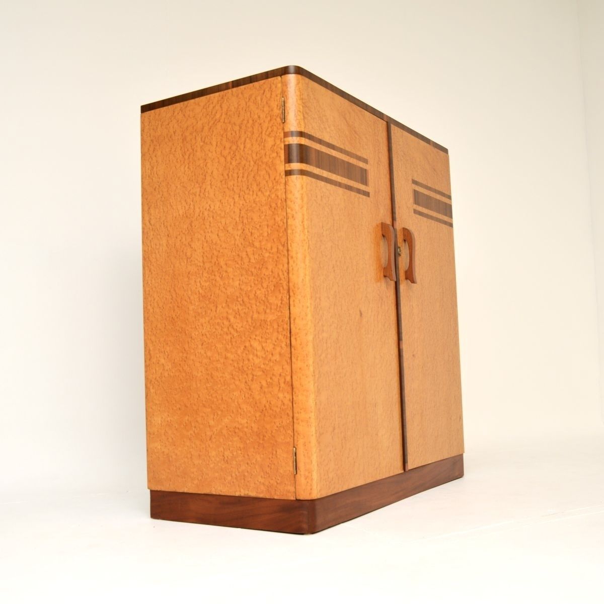 photo for sale Art Deco Birds Eye Maple And Walnut Compactum Wardrobe