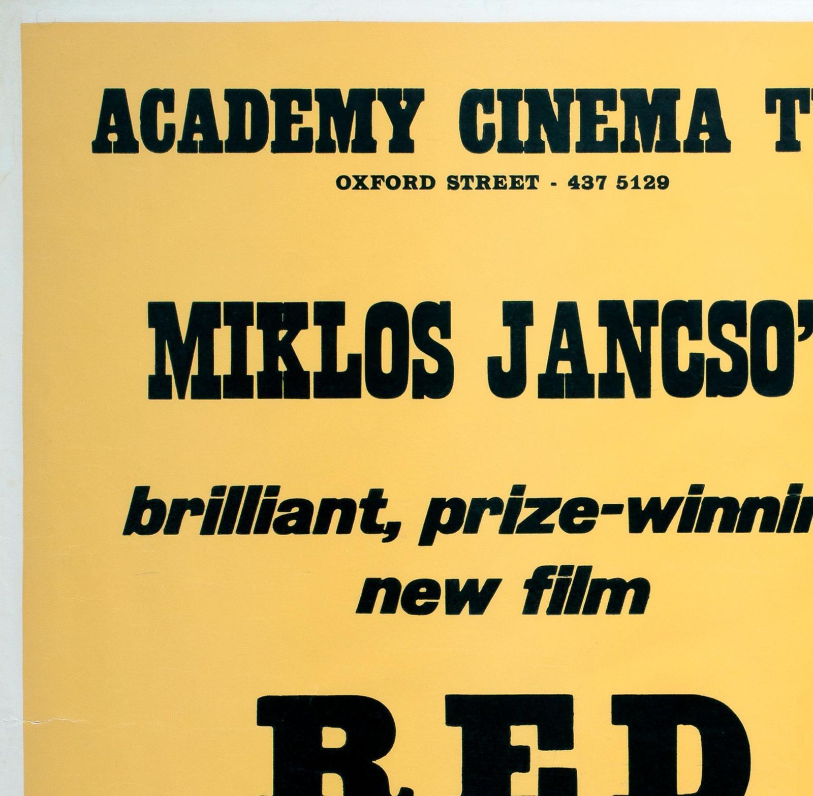 Red Psalm 1973 Academy Cinema London Uk Quad Film Poster, Strausfeld. photo for sale