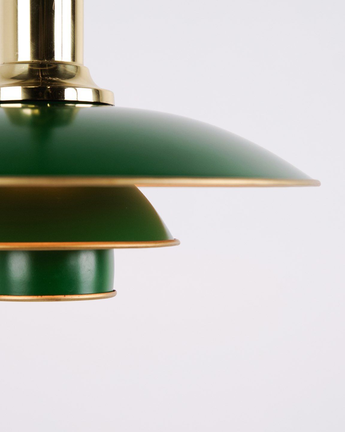 Poul Henningsen Pendant Lamp Model Ph 3/2 Anniversary Edition With Green Metal Shades For Louis Poulsen photo furniture
