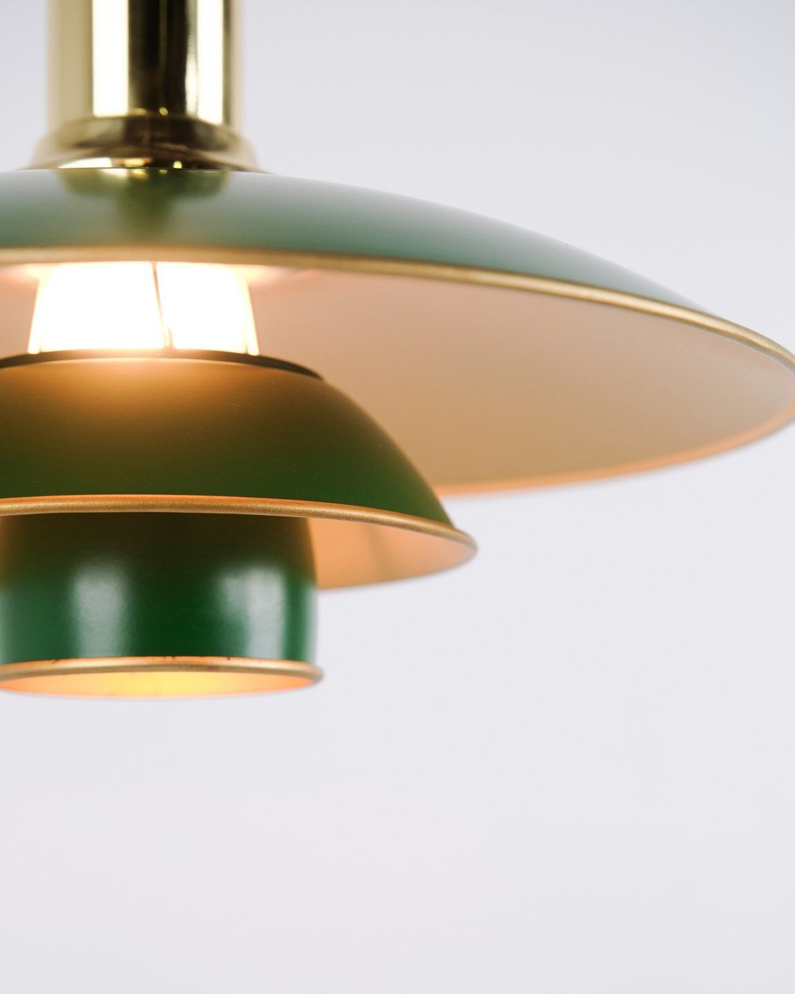 Poul Henningsen Pendant Lamp Model Ph 3/2 Anniversary Edition With Green Metal Shades For Louis Poulsen photo 1248.0