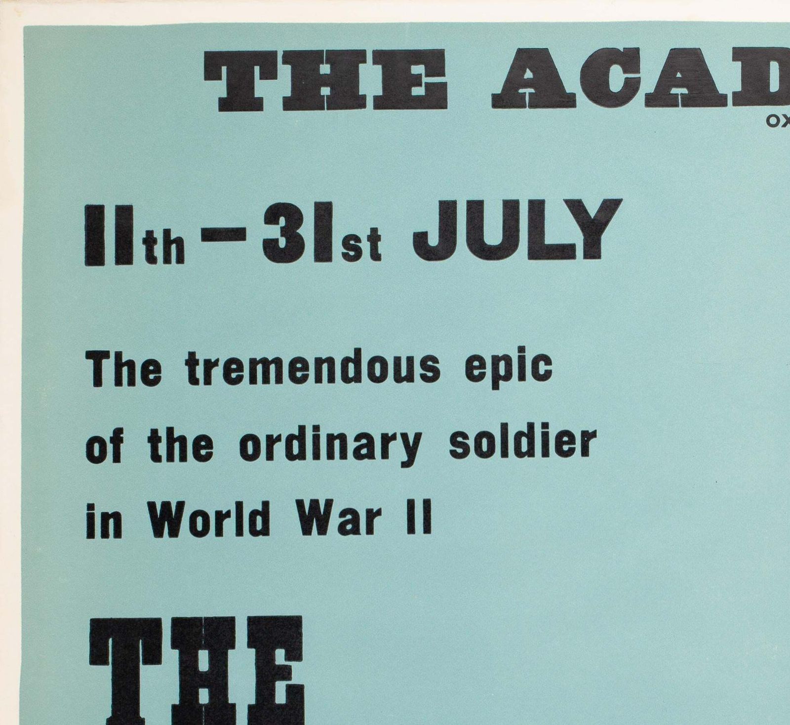 « The Unknown Soldier », affiche de cinéma UK Quad, Academy Cinema, années 1970, Strausfeld photo for sale
