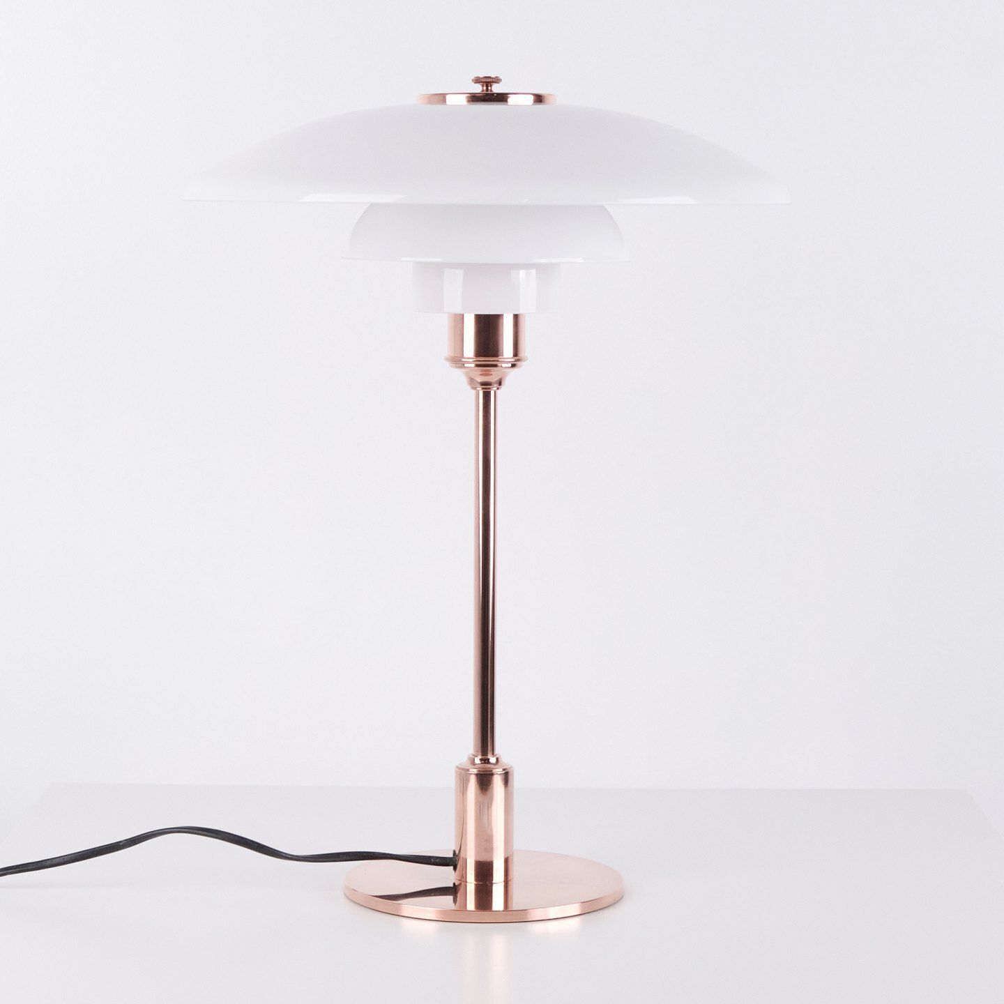 photo furniture Poul Henningsen Table Lamp Model Ph 3½ 2½ Limited Edition In Copper And White Opal Glass For Louis Poulsen
