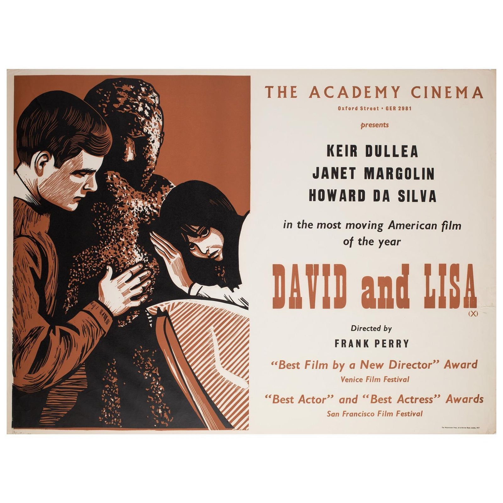Affiche de cinéma britannique David And Lisa 1963, Academy Cinema Uk Quad, Strausfeld.