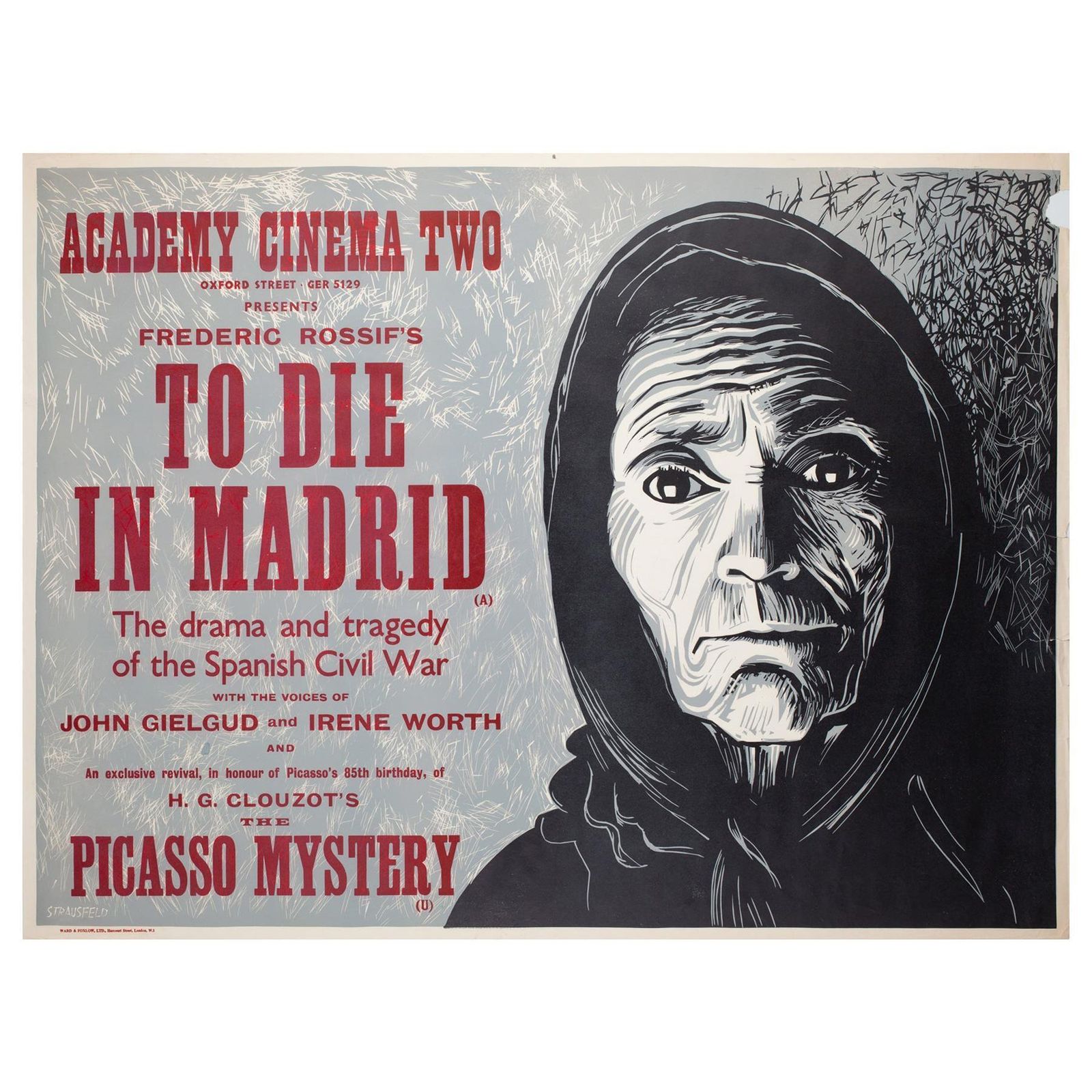 "To Die In Madrid", 1967 Academy Cinema Uk Quad filmaffiche, Strausfeld.