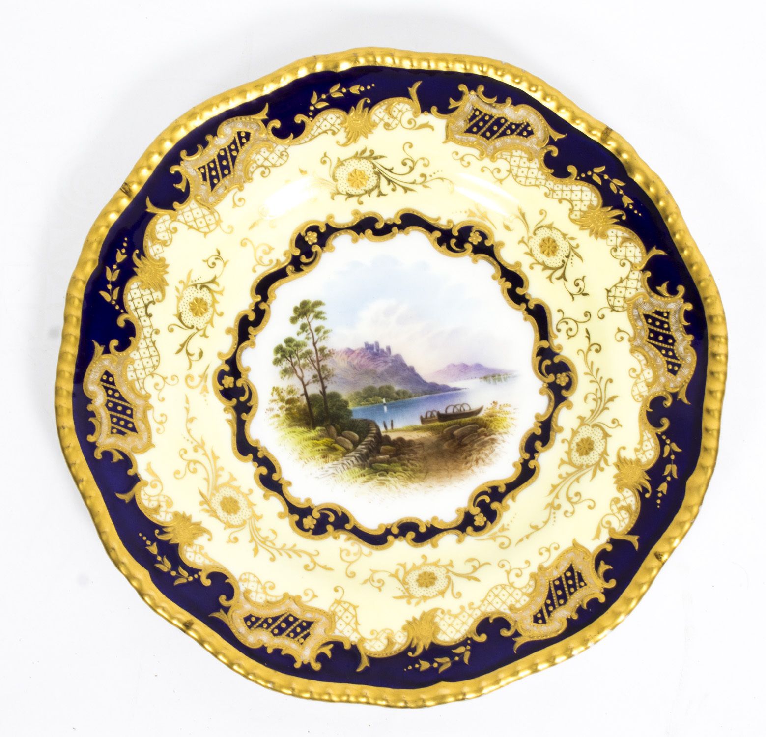 Antique Coalport Porcelain Plate Lake Menteith  1891 Kilchurn Castle