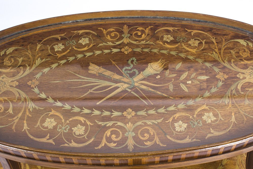 Antique English Mahogany & Satin Wood Etagere Table  19th C photo for sale