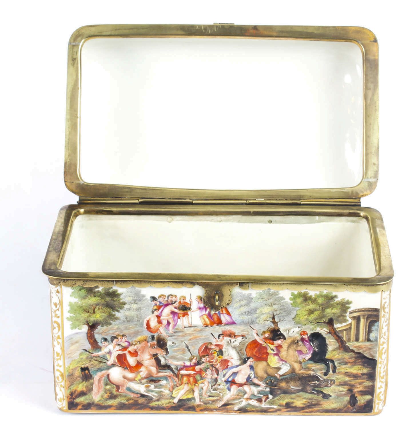 Antique Italian Large Capodimonte Porcelain Table Casket 19th C photo for sale