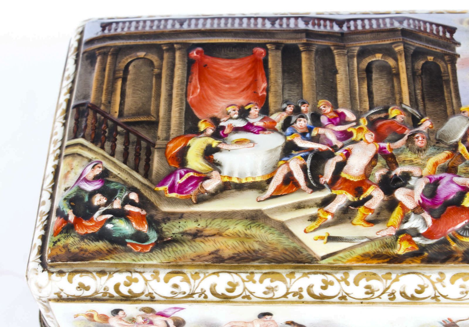 Antique Italian Large Capodimonte Porcelain Table Casket 19th C photo 1250.0