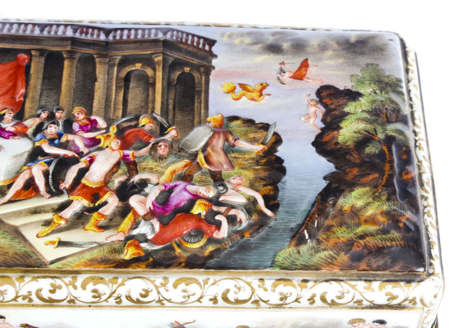 Antique Italian Large Capodimonte Porcelain Table Casket 19th C photo vinterior