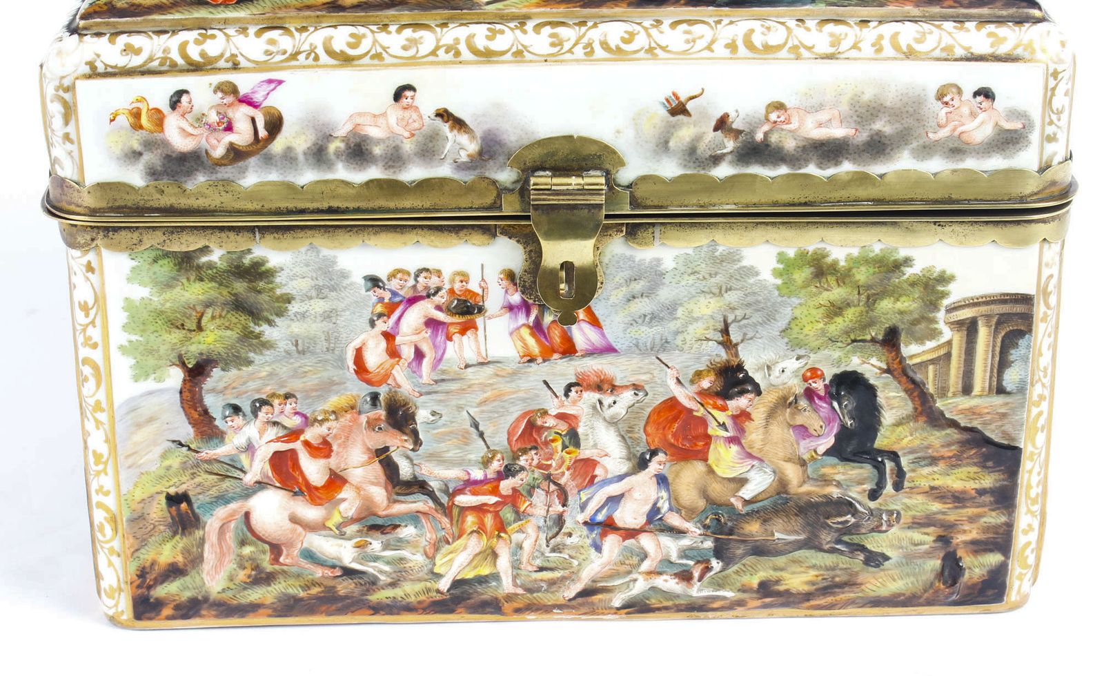 Antique Italian Large Capodimonte Porcelain Table Casket 19th C photo vintage