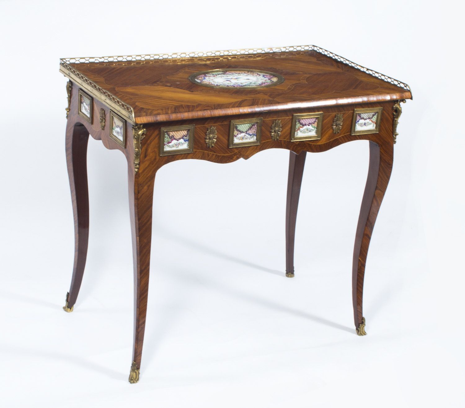 Antique French Ormolu & Sevres Mounted King Wood Writing Table 18th C