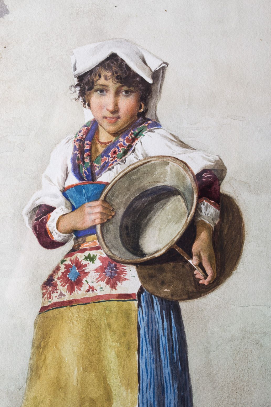 Antique Watercolour 'The Water Carrier' Filipo Indoni 19th Century photo 950.0