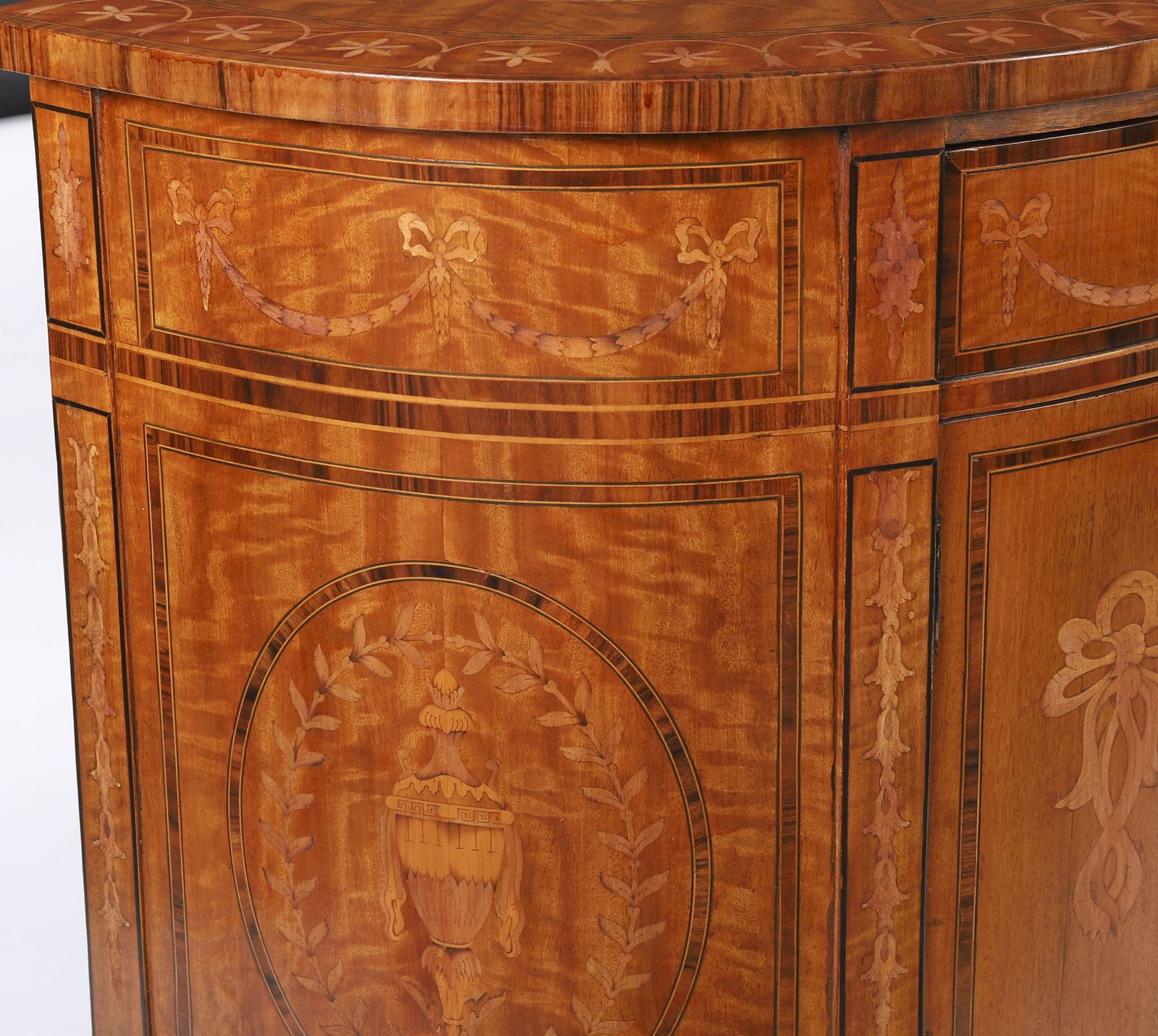 English Sheraton Revival Satinwood And Marquetry Cabinet  Circa 1900 photo buy