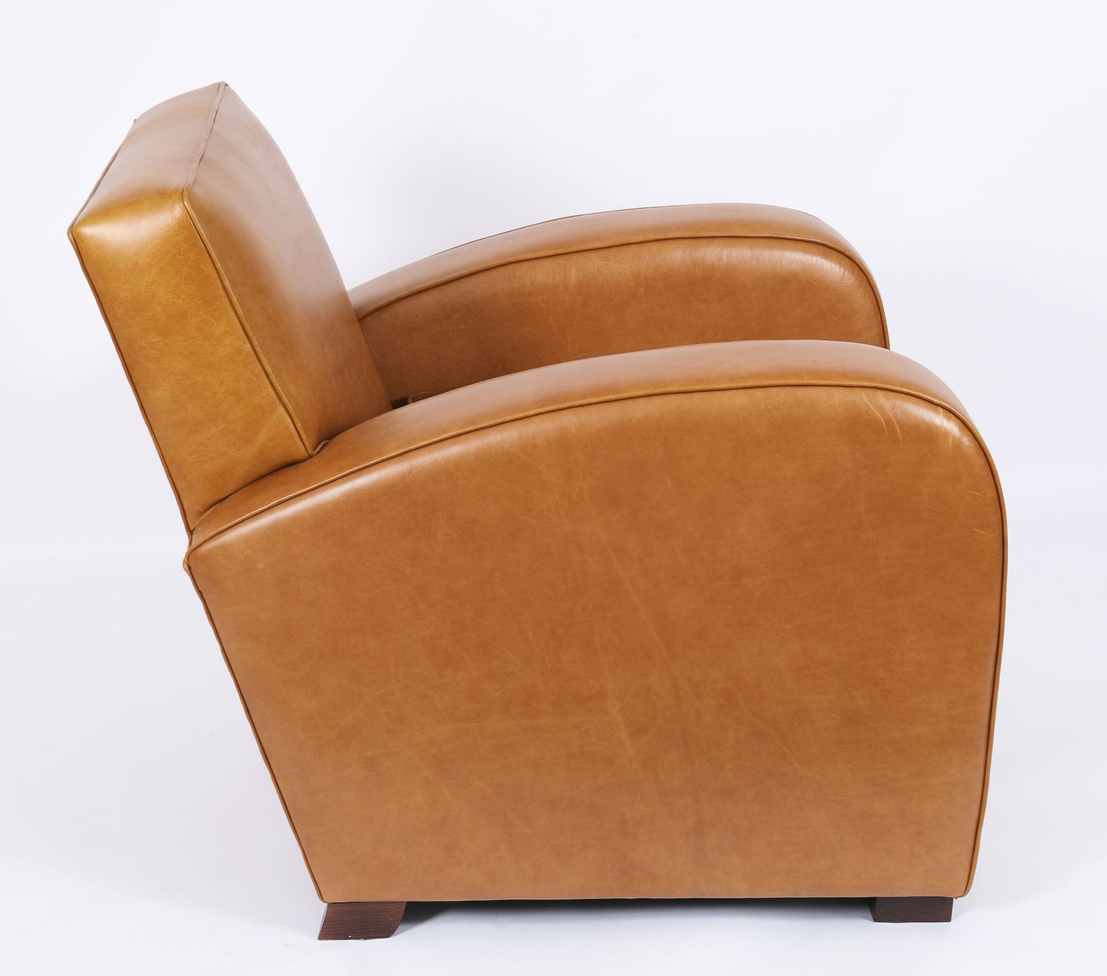 Bespoke English Handmade Art Deco Leather Arm Chair  Bruciato Colour photo for sale