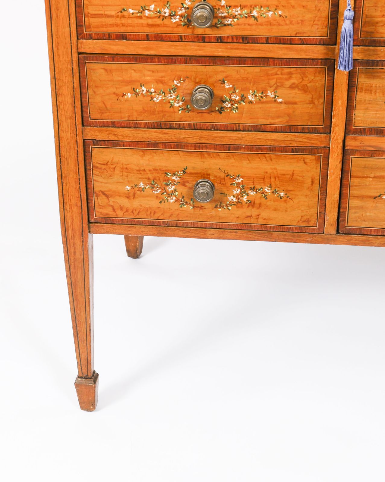 Furniture English Late Victorian Sheraton Revival Satin Wood Bureau C.1890 photo
