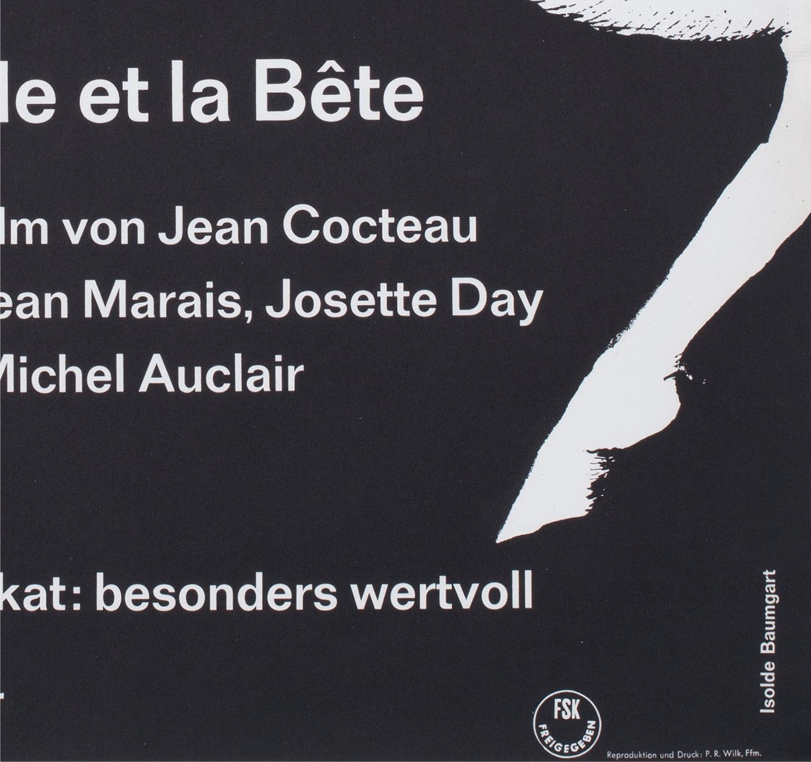La Belle Et La Bete C1960s German A1 Film Poster, Isolde Baumgart photo vintage