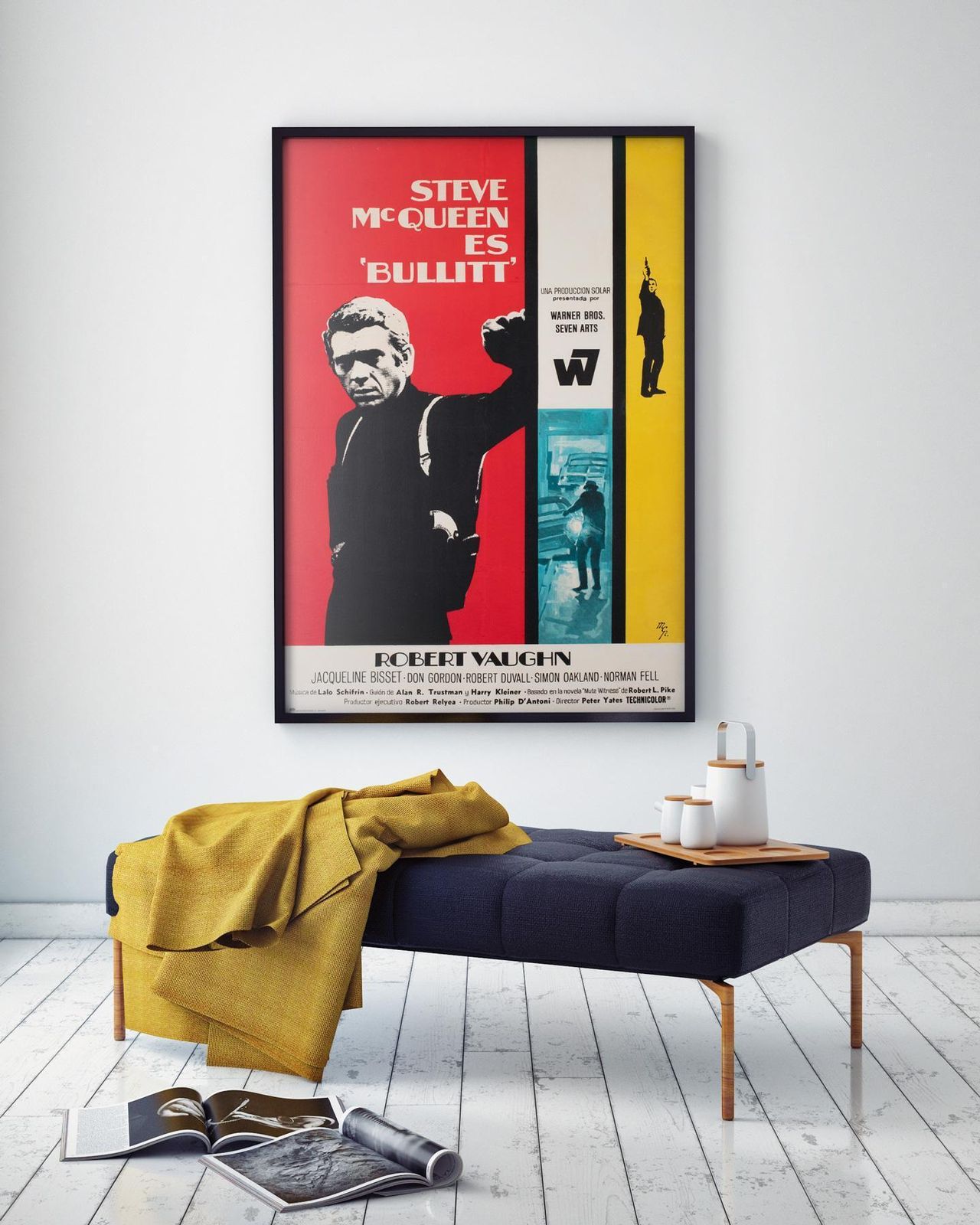 Bullitt 1969 Spaanse 1 Sheet Filmposter, Steve McQueen, Linen Backed. photo furniture