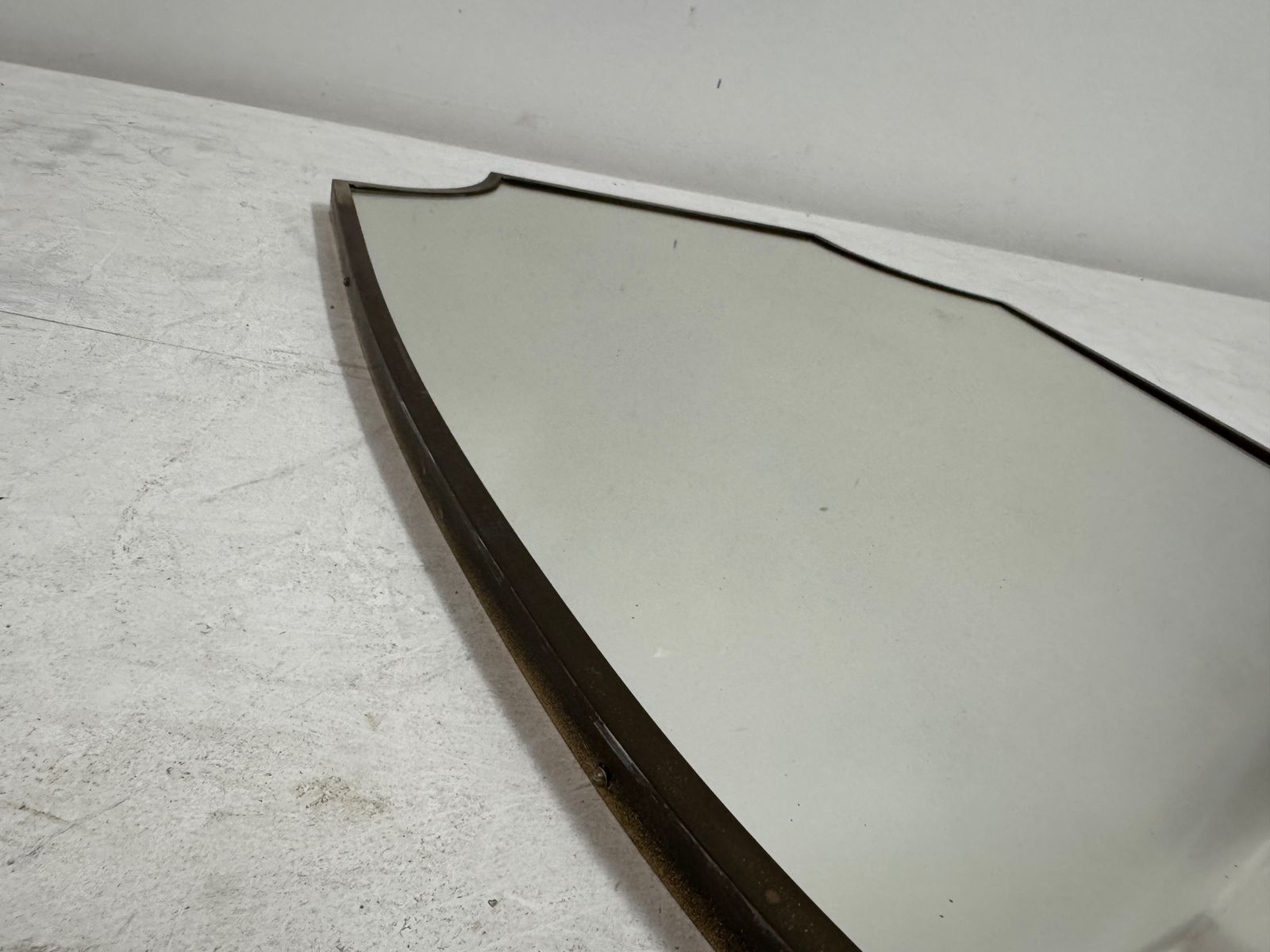 Home Decor 1950s Italian Brass Shield Shape Mirror photo