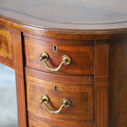 photo buy Late 18th/Early 19th‑Century English Sheraton Revival Kidney Desk   Original Leather Top