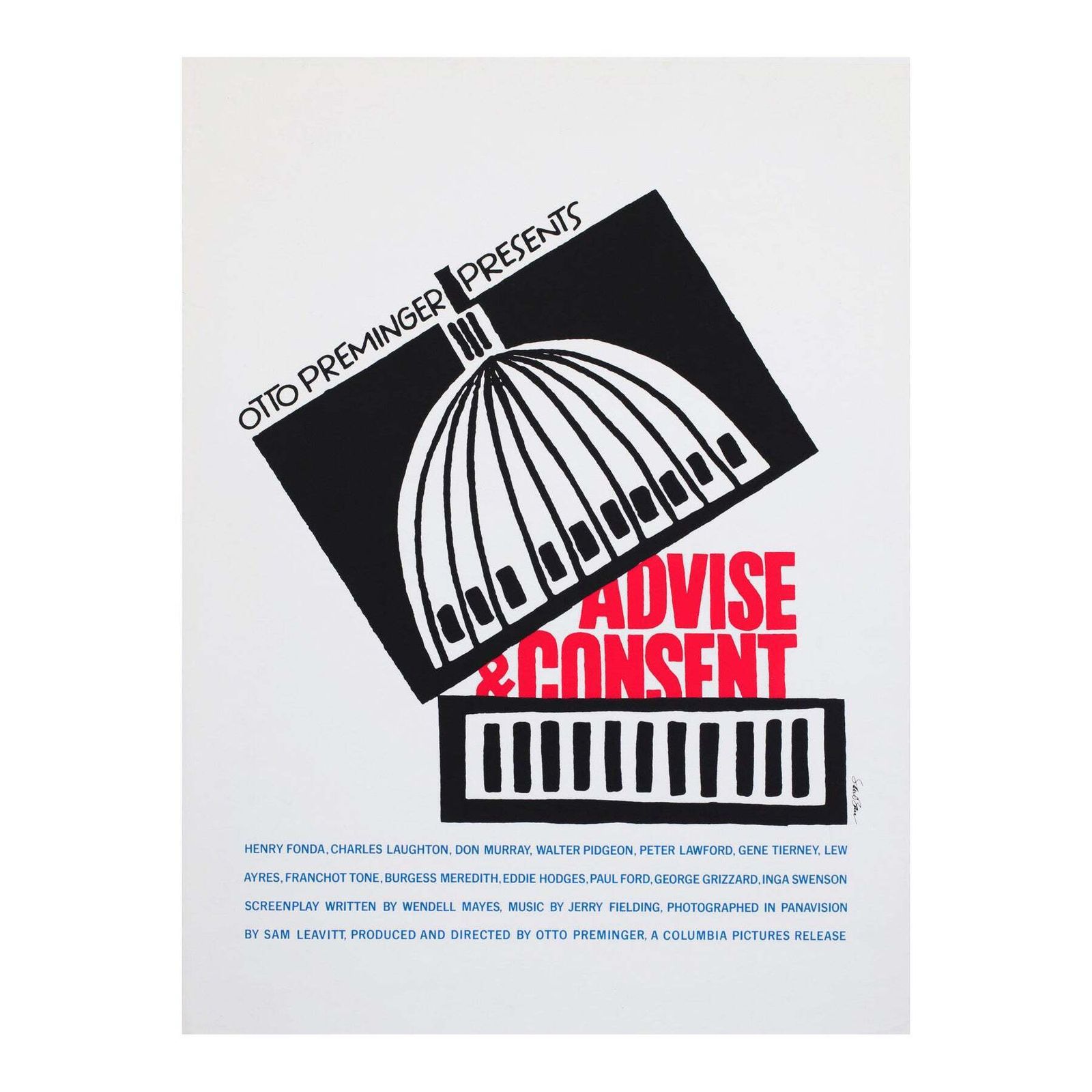 Advise And Consent C1962 Limited Edition Us Silkscreen Film Poster, Saul Bass