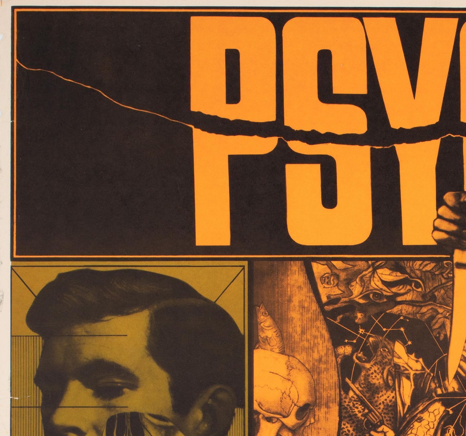 « Psycho », affiche de cinéma tchèque A1, 1970, Hitchcock photo for sale