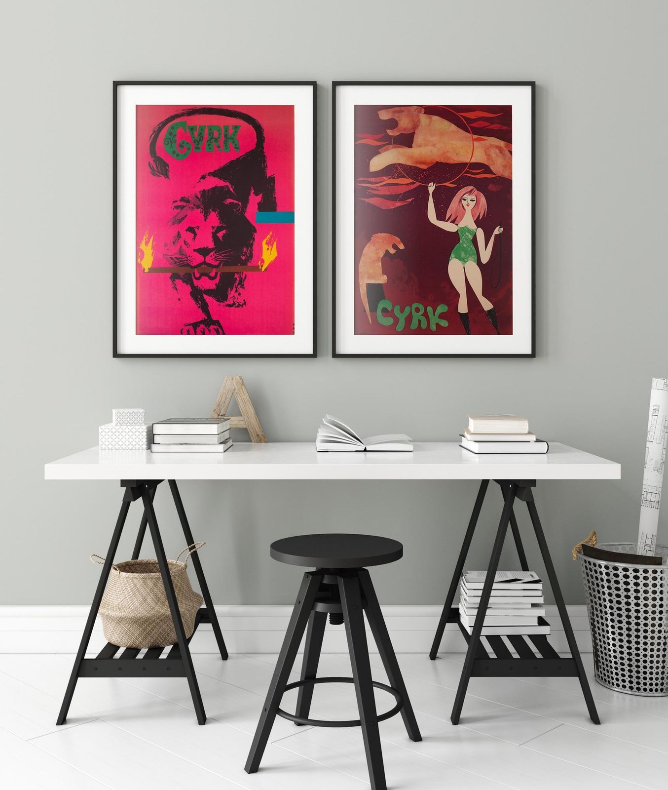 Affiche de cirque polonaise Cyrk, Lion Tamer, années 1960, Srokowski photo furniture