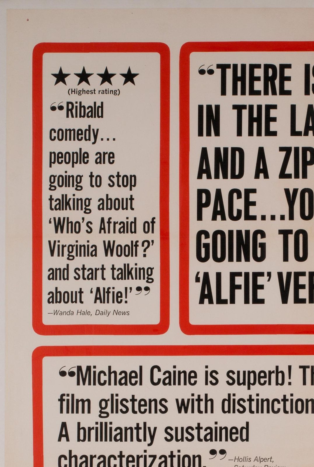 Affiche de cinéma US 1 sheet, Alfie, 1966, contrecollée sur lin photo furniture