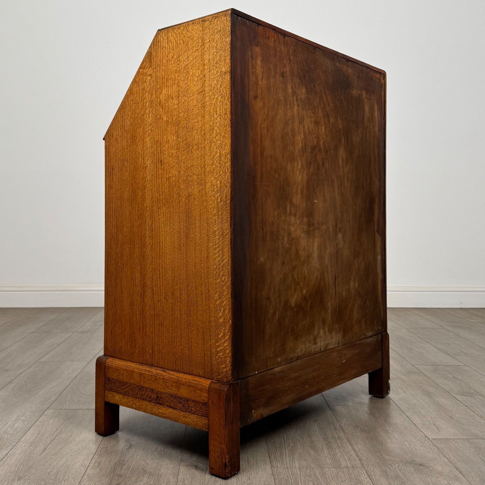 Antique 20th Century Art Deco Style Golden Oak Bureau ( Af 5497 ) photo 495.0