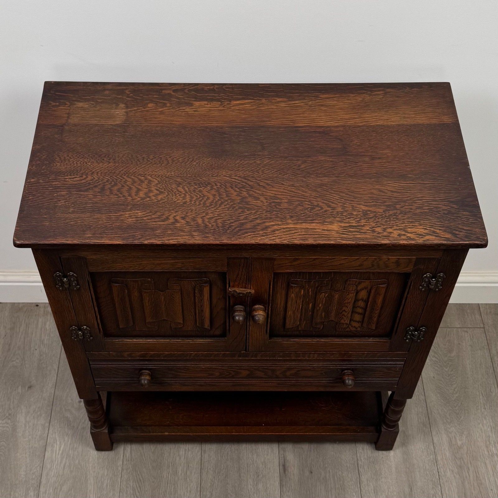 photo for sale Antique 20th Century Linenfold Cupboard In Oak ( Af 5489 )