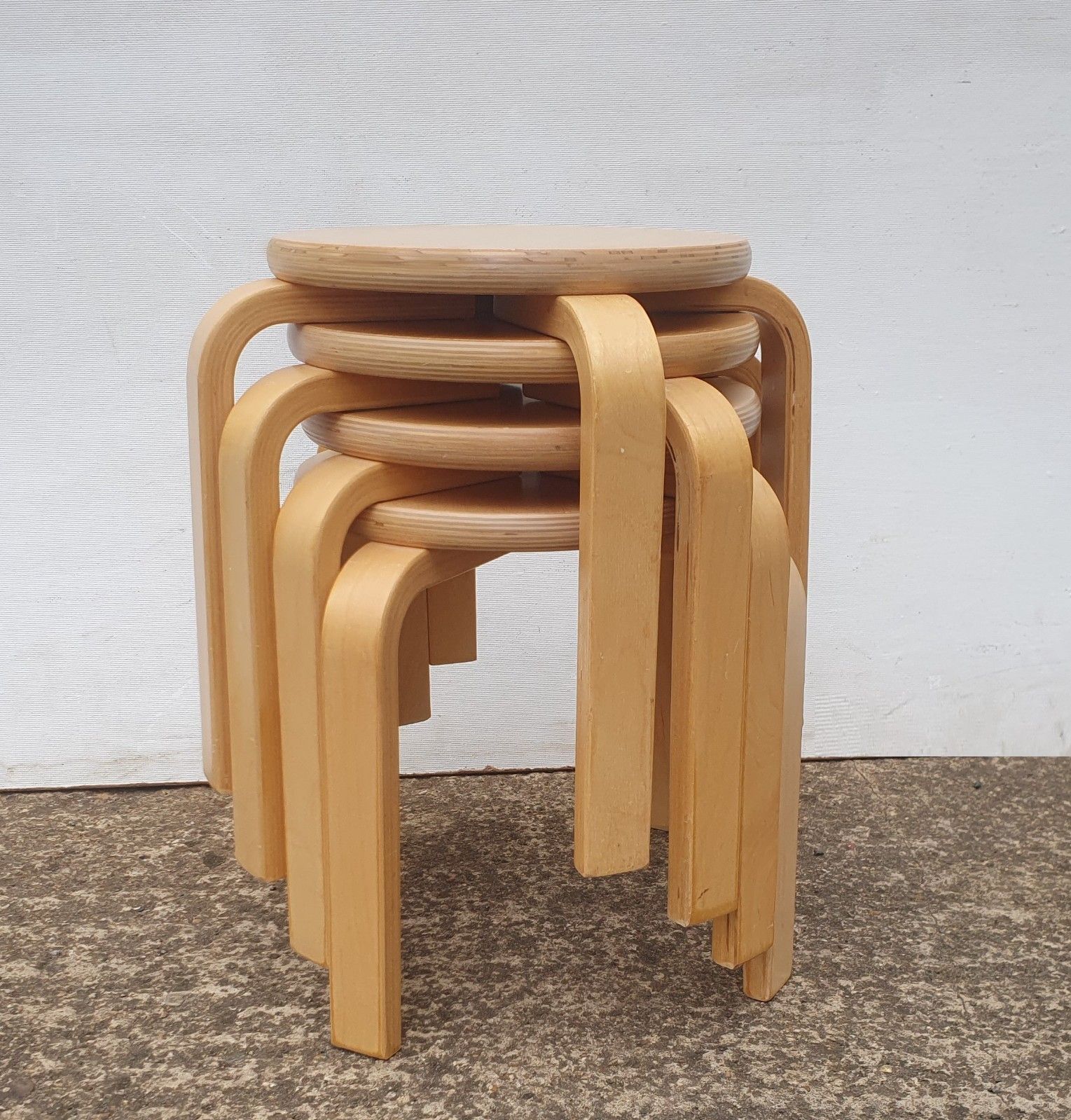 4 X Alvar Aalto Style Ikea Frosta  Childs Stools / Plant Stands / Nest Of Tables
