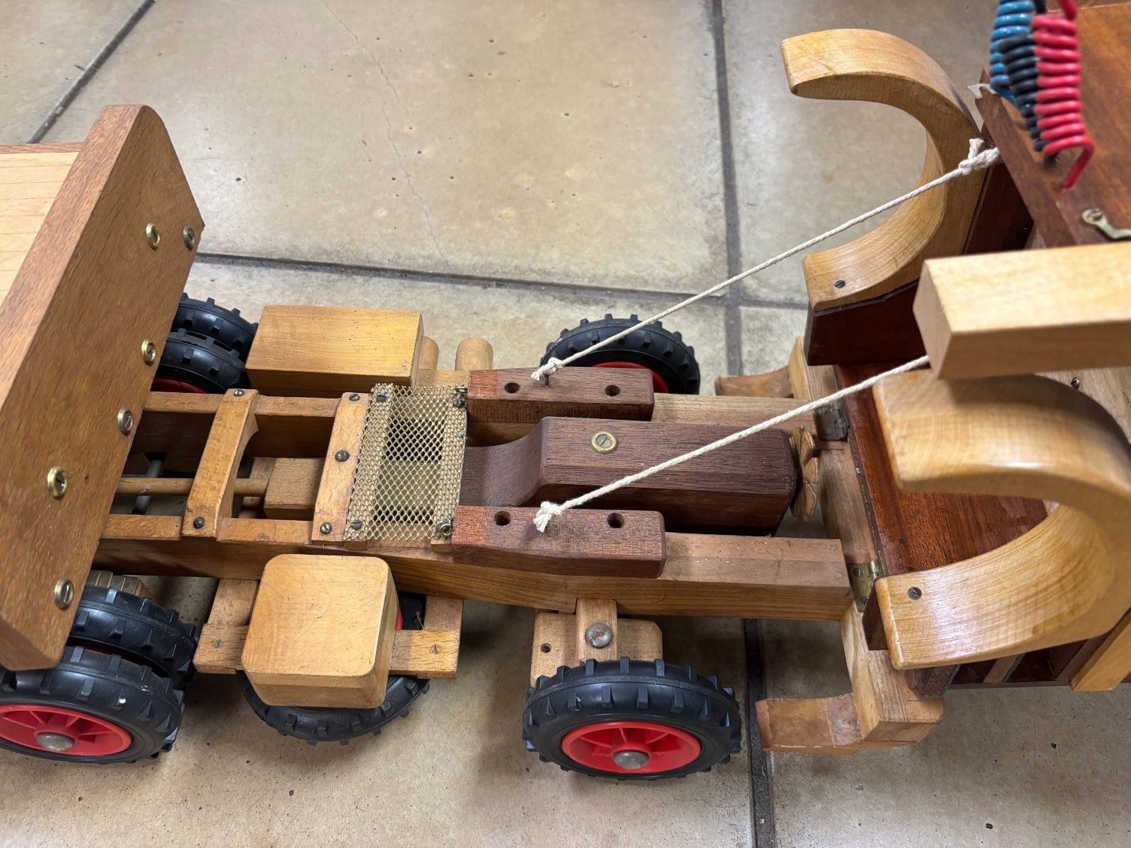 photo vinterior Vintage Large Hand Made Model Of Articulated Lorry & Flatbed Scania 143