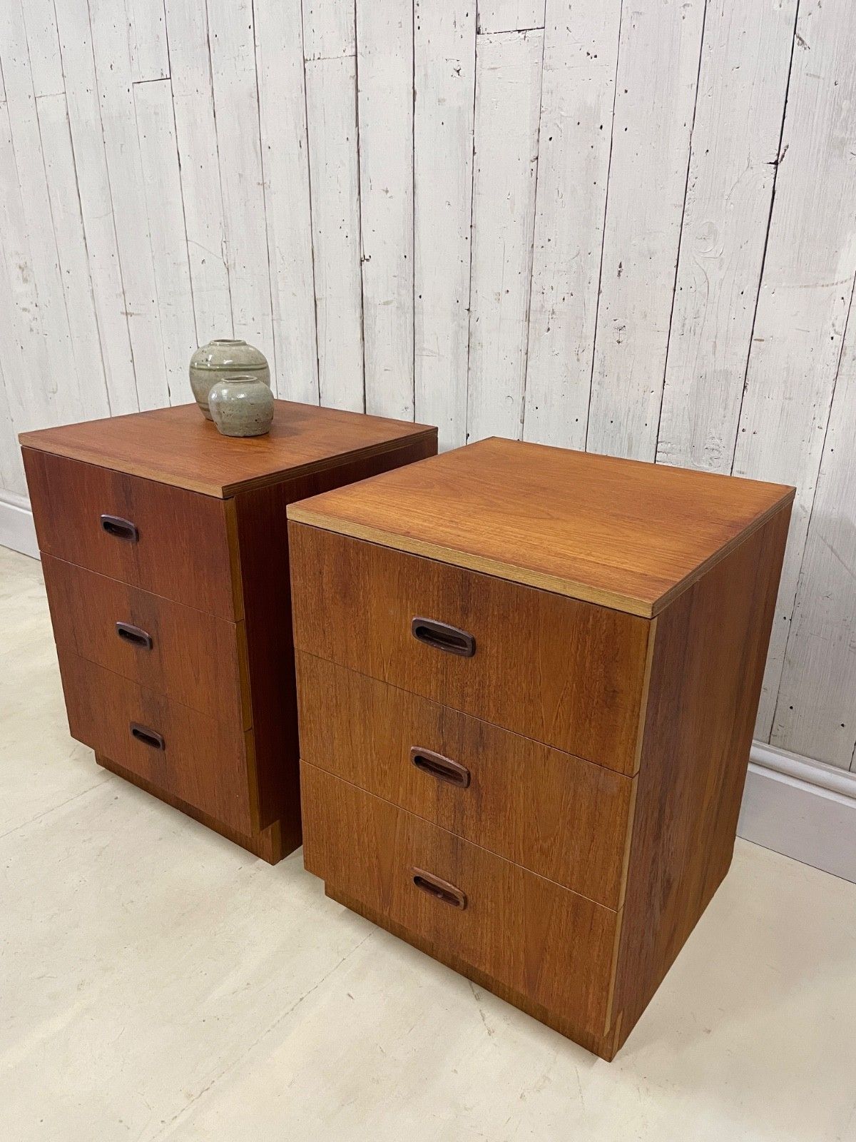 2x Vintage Mid Century Bedside Cabinets Drawers Chest Danish Teak 70s Plan photo furniture