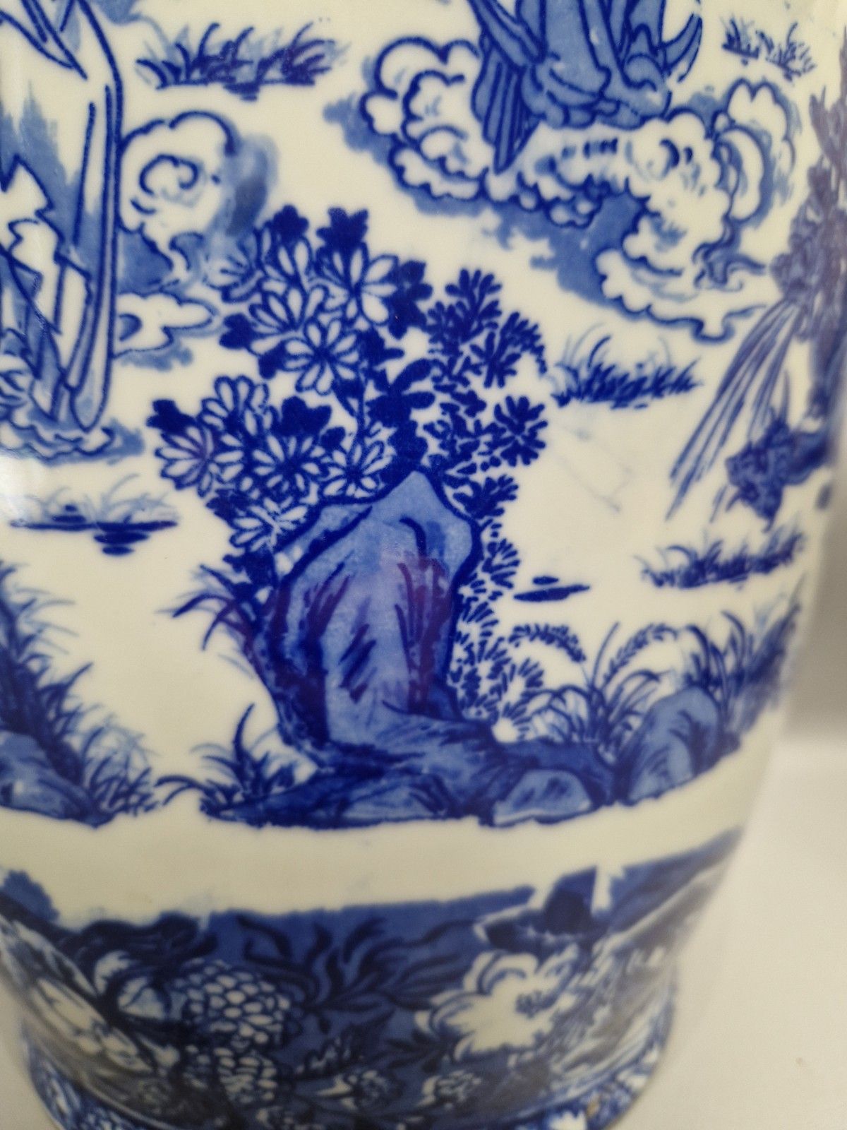 Tall Blue And White Vase Angels 5 Headed Serpent Very Decorative Marked P photo 120.0