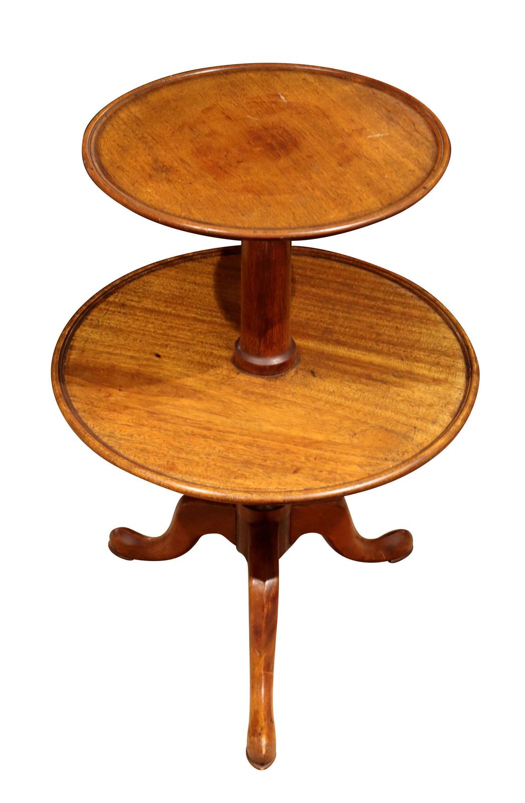 Early Victorian Mahogany Two Tier Revolving Dumb Waiter On Tripod Base, Circa 1850