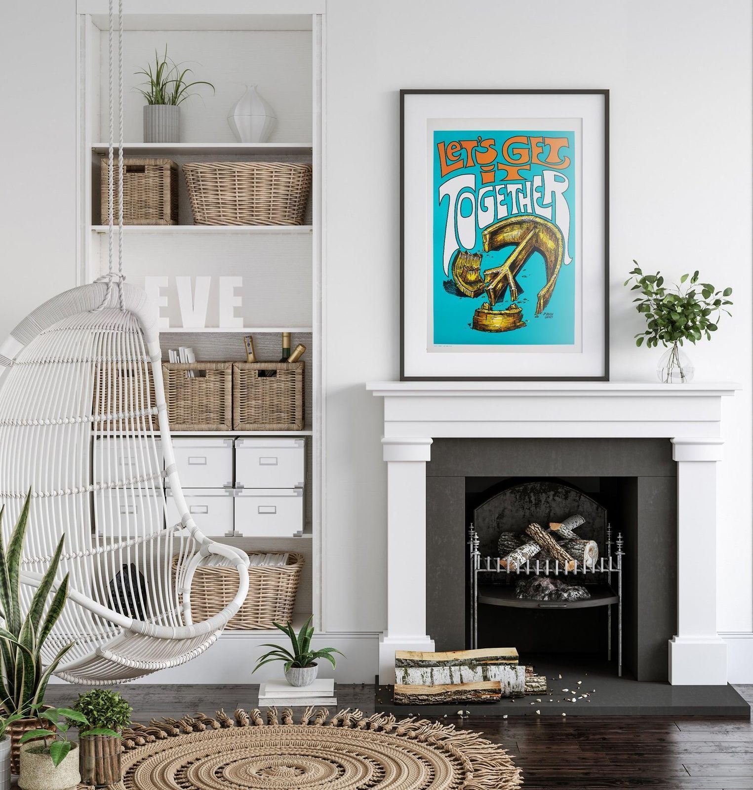 Let's Get It Together 1970s American Ban The Bomb CND Political/Protest Poster photo furniture