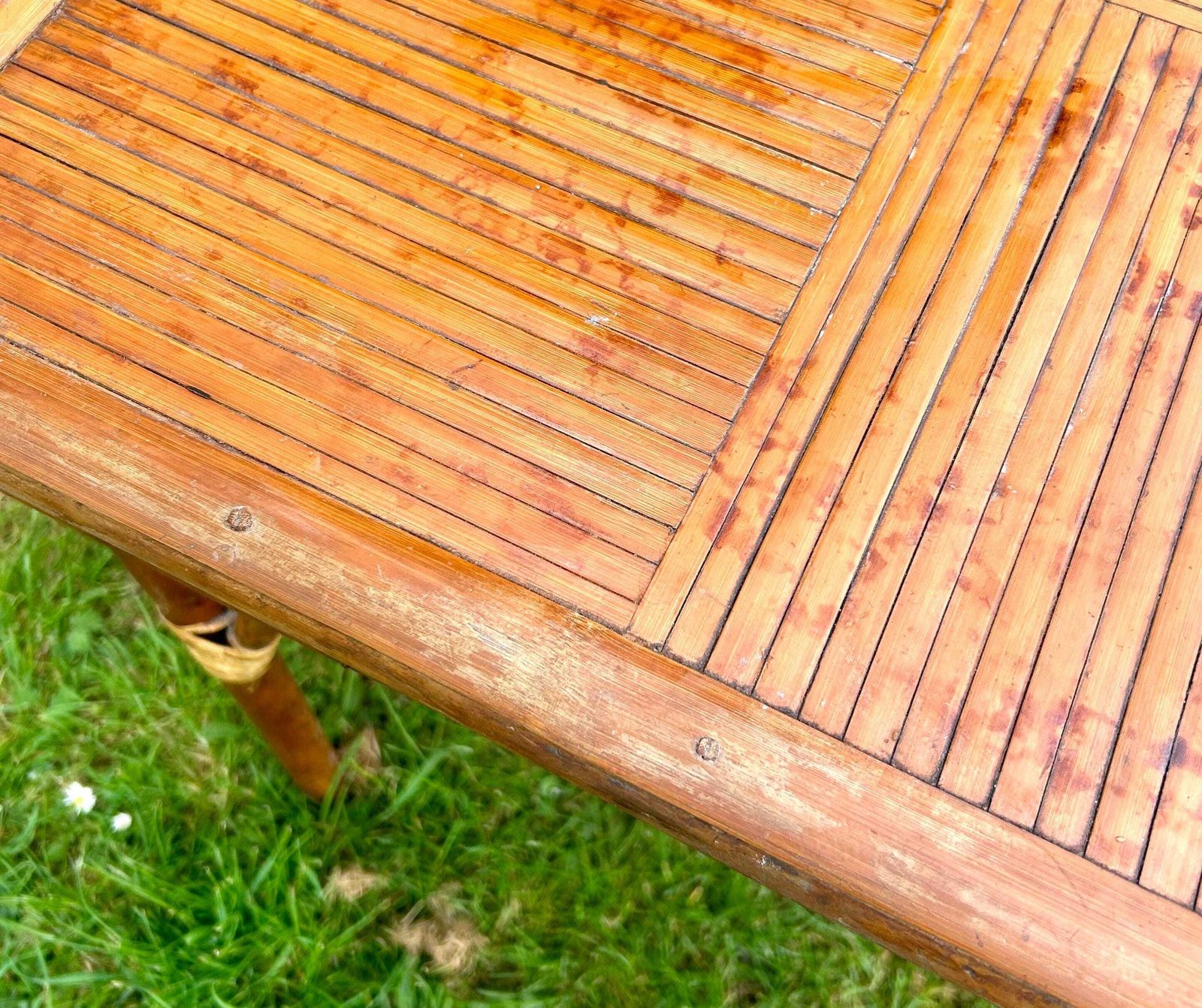 Mid Century Tiger Bamboo Table Kitchen Garden Coffee Hall Occasional Wooden Desk Industrial Antique Vintage Retro photo 310.0