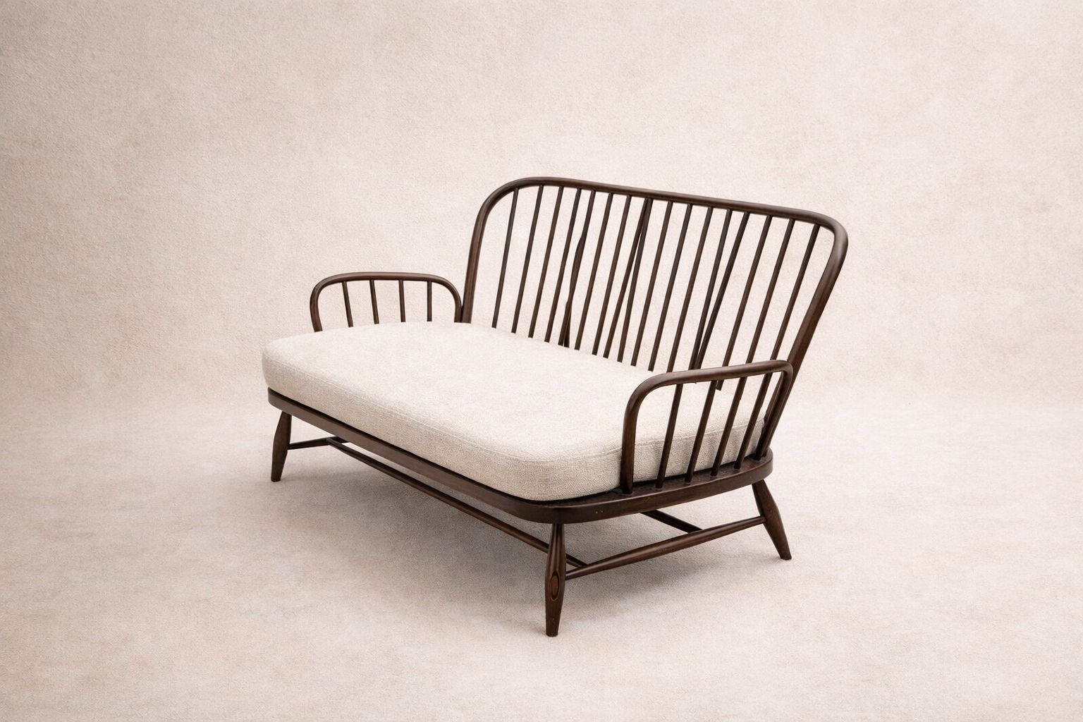 Pair Of Vintage Ercol Windsor Two Seater Sofas In Linen Upholstery photo 1695.0