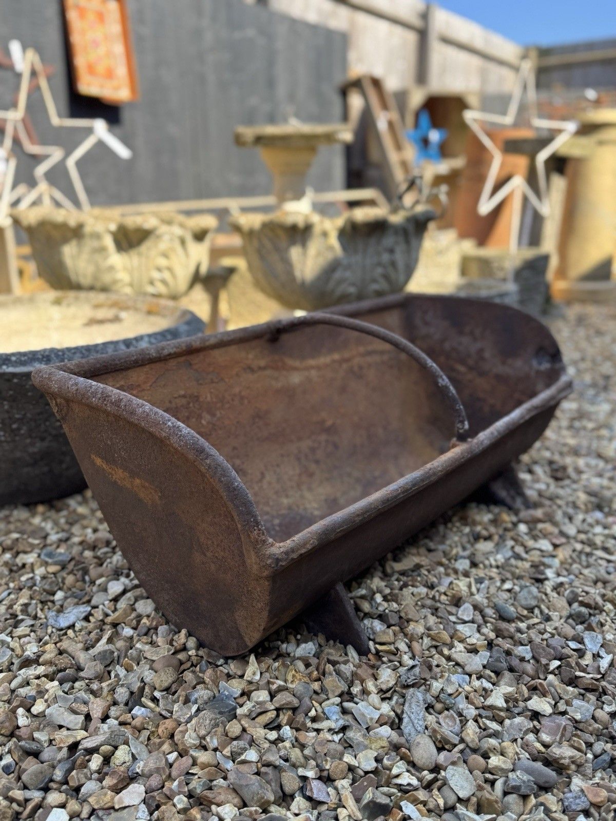 Antique Cast Iron Trough Feeder / Garden Planter Plant Pot / Log Holder Rustic
