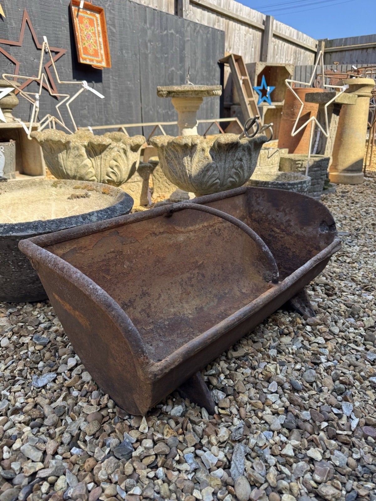 Antique Cast Iron Trough Feeder / Garden Planter Plant Pot / Log Holder Rustic photo vinterior