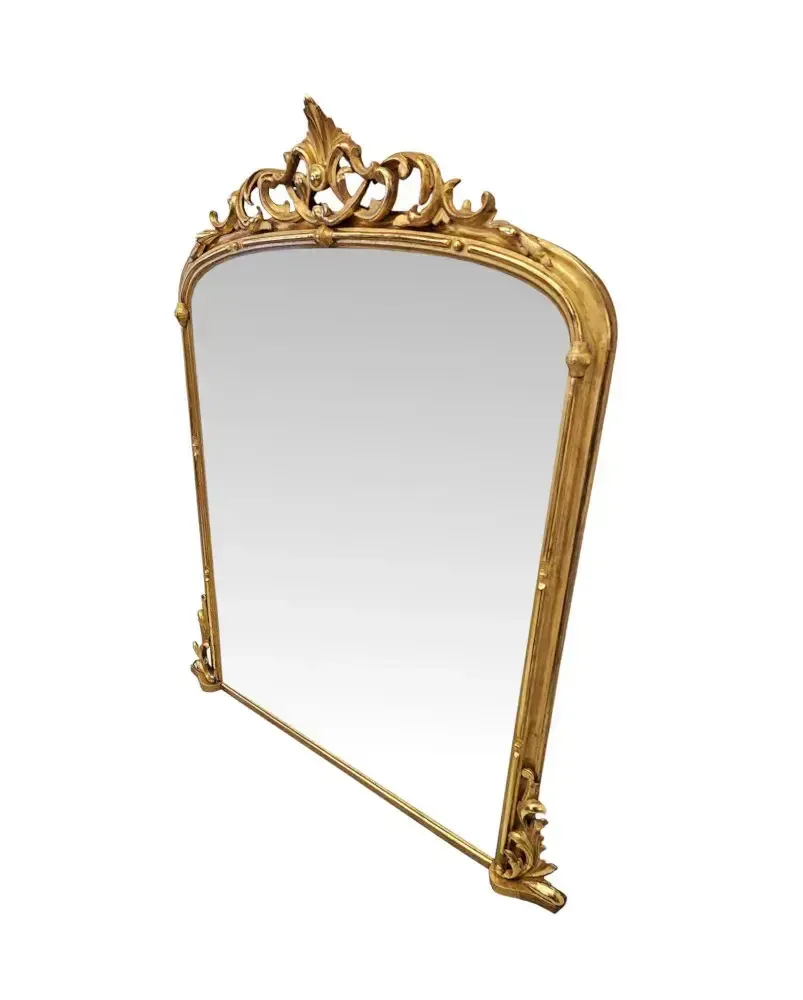 A Fabulous 19th Century Archtop Giltwood Overmantel Mirror With Central Cartouche photo furniture