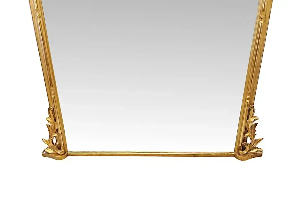 A Fabulous 19th Century Archtop Giltwood Overmantel Mirror With Central Cartouche photo Home Decor