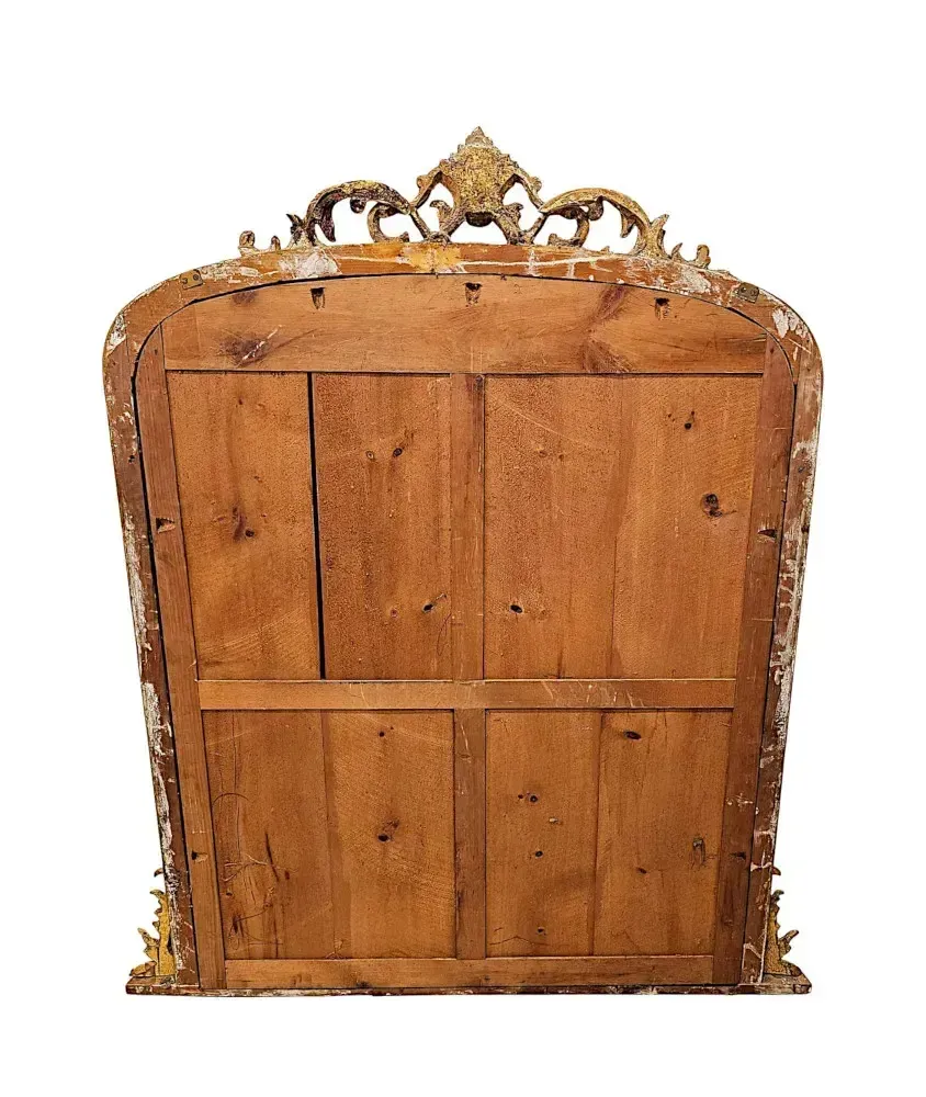 A Fabulous 19th Century Archtop Giltwood Overmantel Mirror With Central Cartouche photo 6058.0