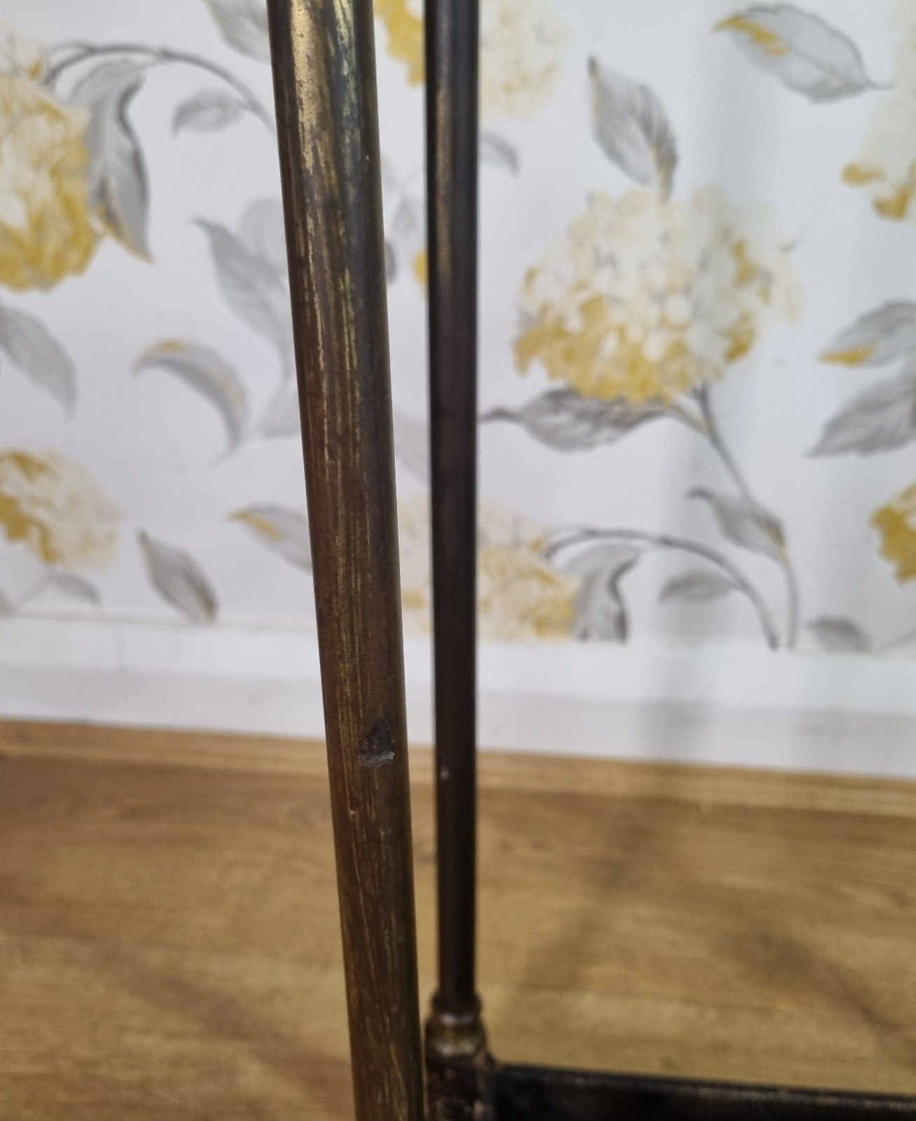 photo for sale Antique Victorian Tarnished Brass Cast Iron Stick Umbrella Stand 6 Division
