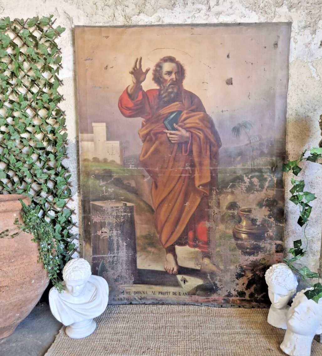 Antique Large Oil Painting Saint Matthias The Apostle 18th Century photo 1951.0