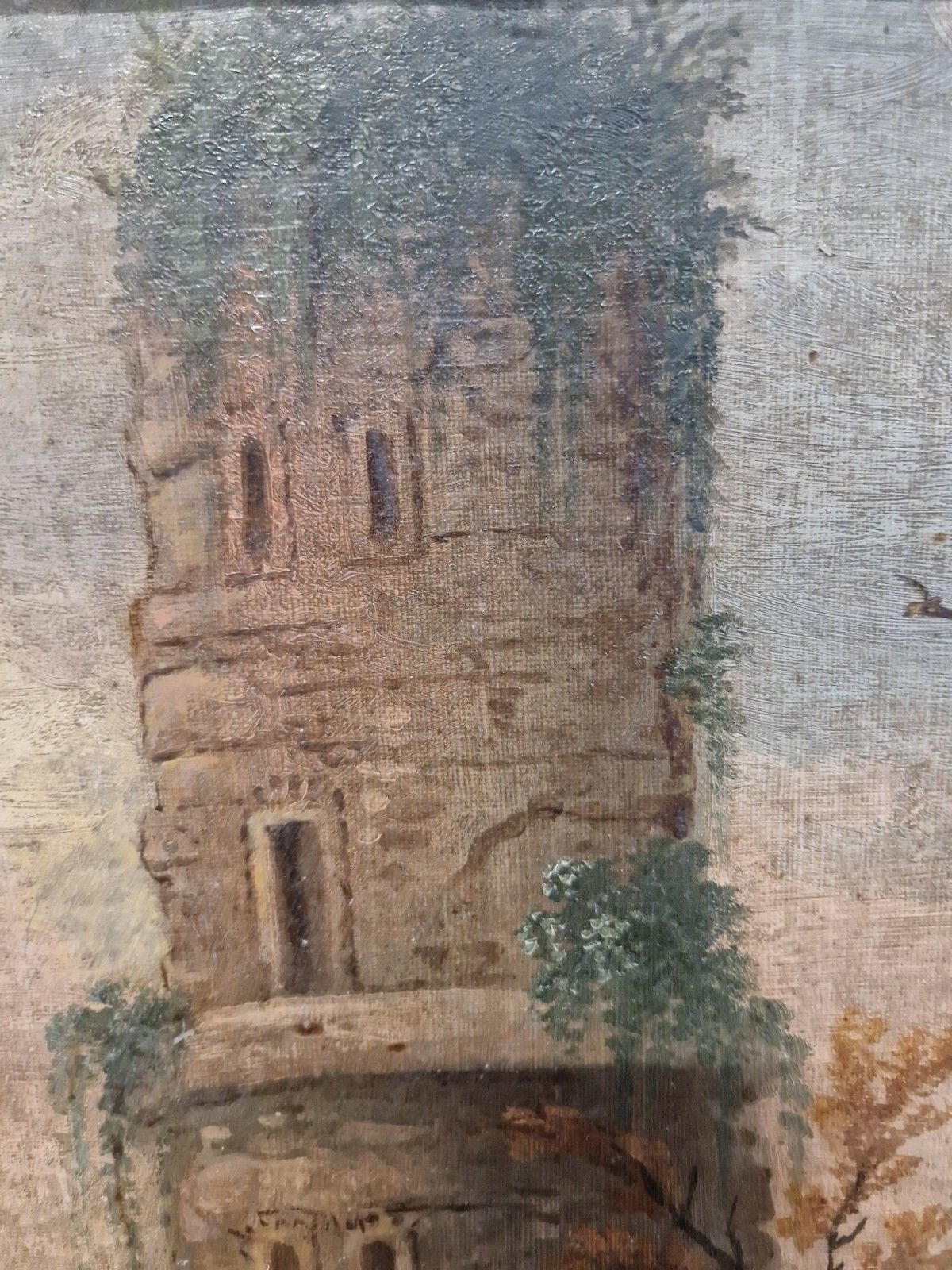 19th Century Oil Painting Rare  Double Sided photo for sale