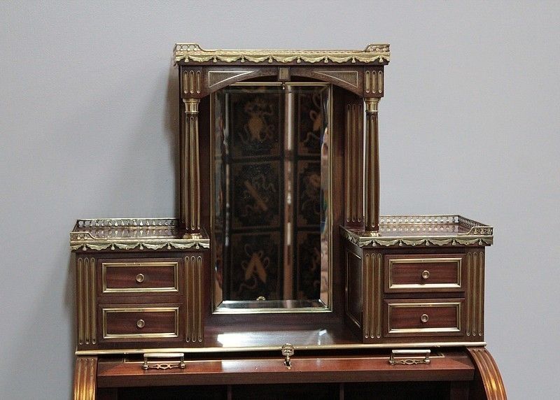 Louis XVI Cylinder Office Mahogany 19th photo Furniture