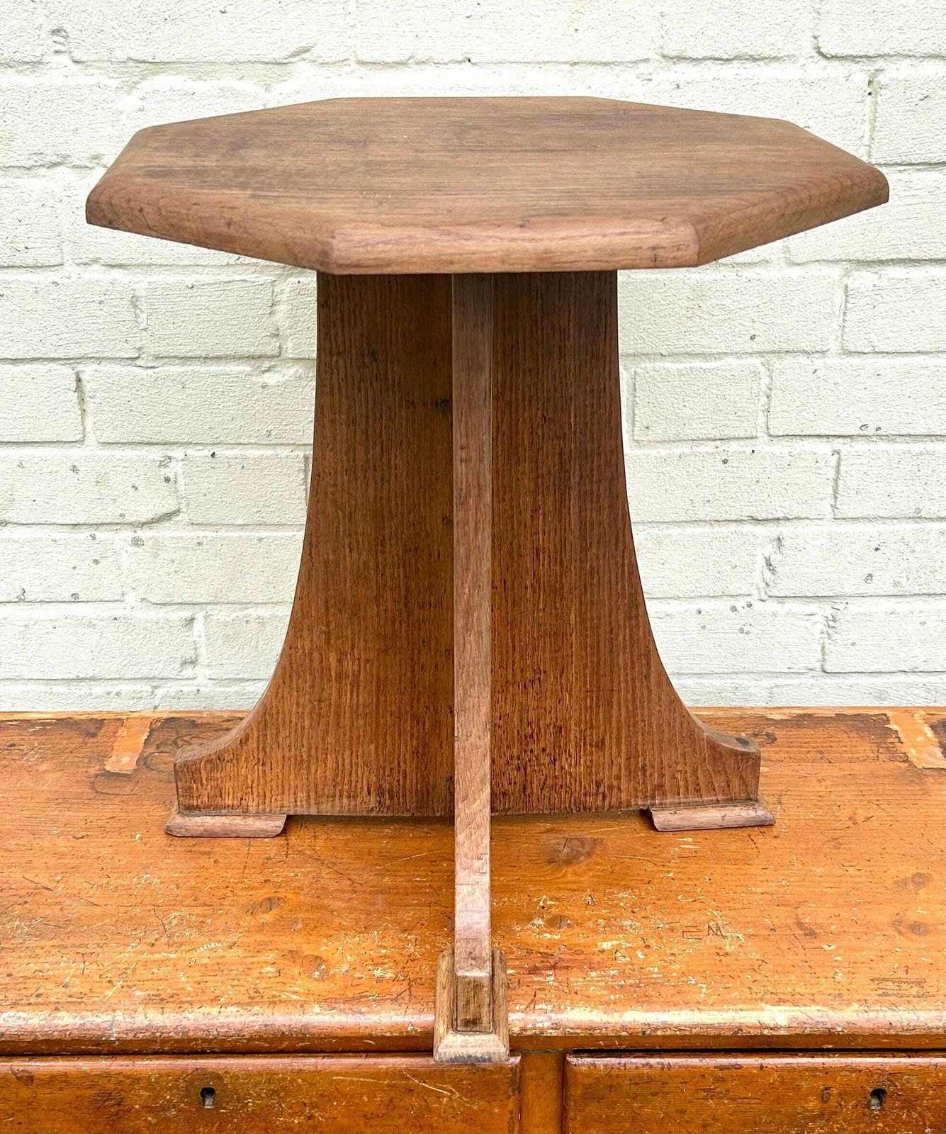 Arts And Crafts Oak Antique Side Wine Table Vintage Wooden Victorian Hall Desk Industrial Occasional Coffee photo for sale