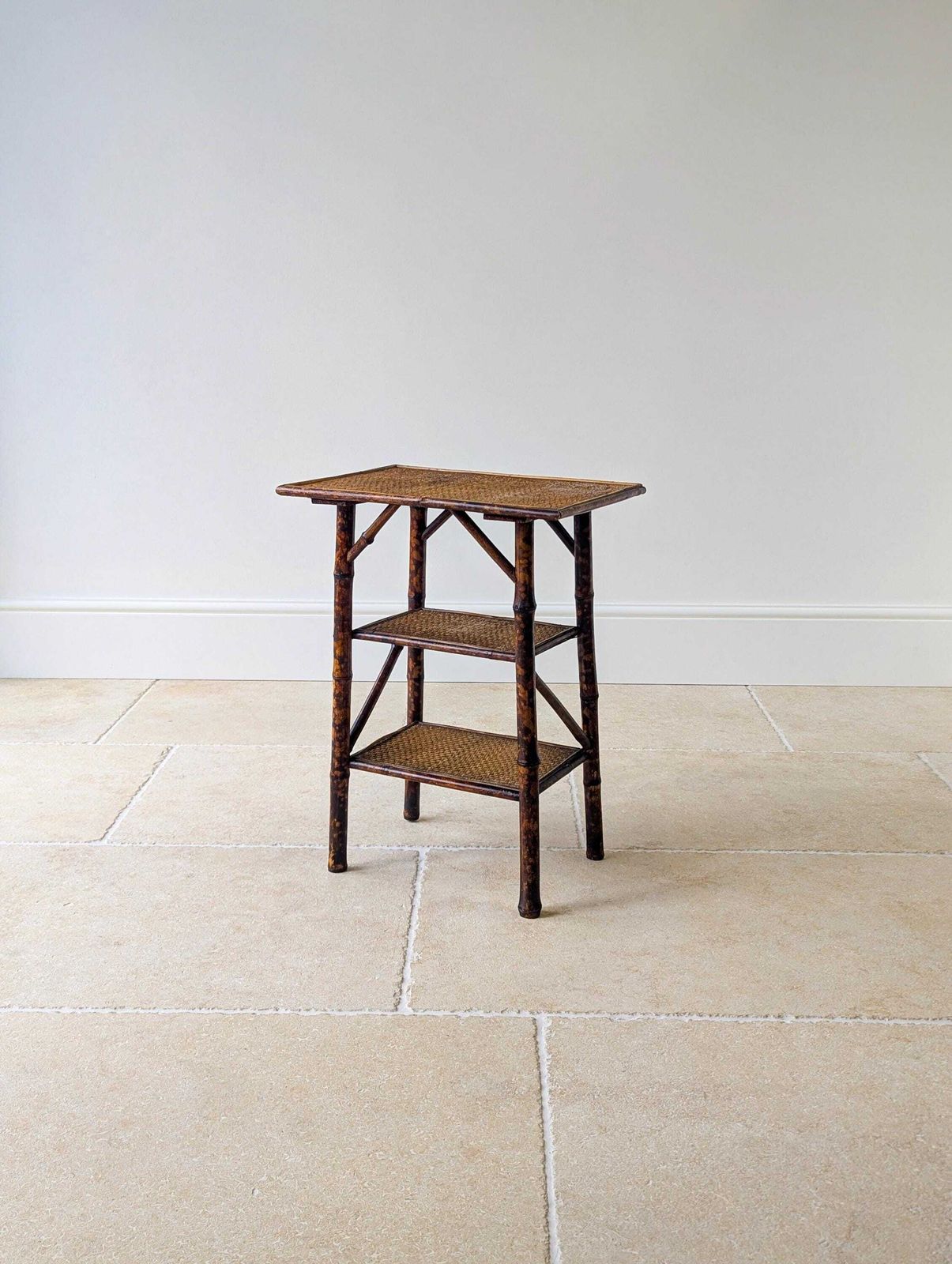 Furniture Antique Victorian Bamboo Three Tier Occasional Table C.1890 photo