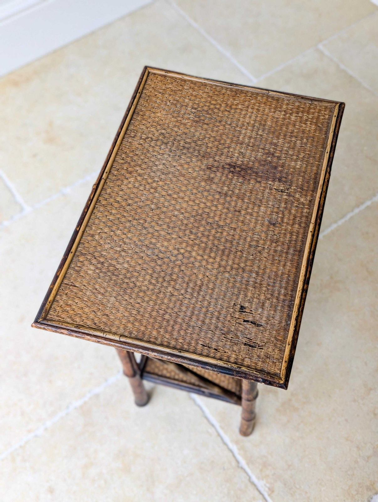 photo vintage Antique Victorian Bamboo Three Tier Occasional Table C.1890