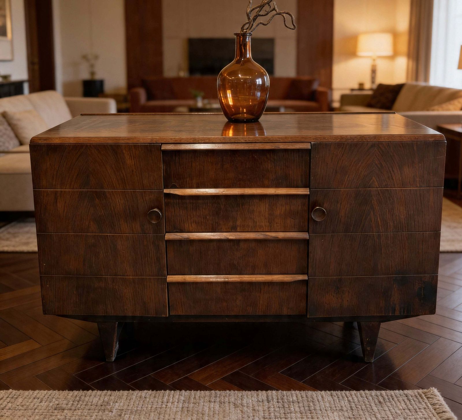 Furniture Art Deco Oak Sideboard / Dresser Sleek Classic Period Design photo